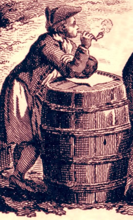 Young Man Smoking on a Barrel
